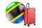 Suitcase with Tanzanian flag. Tanzania travel concept, 3D rendering