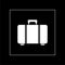 Suitcase for travel icon isolated on black background. Traveling baggage sign