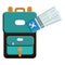 suitcase travel with tickets flight