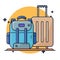 suitcase, traveling, holiday, backpacker Premium Vector
