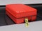 Suitcase with Yellow Lost Sticker on Transporter Belt 3d Illustration