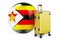 Suitcase with Zimbabwean flag. Zimbabwe travel concept, 3D rendering