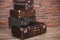 Suitcases on background in style of vintage