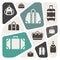 Suitcases icons background illustration