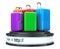 Suitcases over Browser Address Bar as Round Platform Pedestal. 3