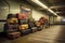 suitcases stacked near baggage claim waiting area