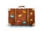 Suitcases with stickers for travel on white background. Hand drawn watercolor illustration