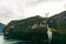 The Suitor, a waterfall in Geiranger Fjord, Norway, opposite to The Seven Sisters Waterfall