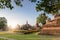 Sukhothai historical park with sunrise.