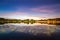 Sukhothai National Historical Park between night time and sunset.