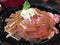 Sukiyaki or shabu set, sliced pork topped with miso sauce and udon