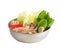 Sukiyaki vegetables in the aluminum bowl