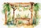 Sukkah For Sukkot With Table watercolor Jewish holiday.