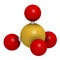 Sulfate anion, chemical structure. 3D rendering. Atoms are represented as spheres with conventional color coding: sulfur (yellow