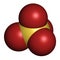 Sulfate anion, chemical structure. 3D rendering. Atoms are represented as spheres with conventional color coding: sulfur (yellow