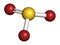 Sulfite anion, chemical structure. Sulfite salts are common food additives. 3D rendering. Atoms are represented as spheres with