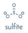 Sulfite anion, chemical structure. Sulfite salts are common food additives. Skeletal formula.