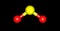 Sulfur dioxide molecular structure isolated on black