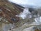 Sulfur fumaroles in the Mutnovsky caldera on Kamchatka, Russia