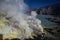 Sulfur mine Inside crater of Ijen volcano,