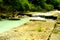 Sulfur river flowing in the mountains