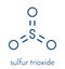 Sulfur trioxide pollutant molecule. Principal agent in acid rain. Skeletal formula.