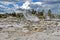 Sulfur from Whakarewarewa Geyser at Te Puia thermal park in New Zealand