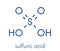 Sulfuric acid H2SO4 strong mineral acid molecule. Skeletal formula.