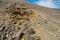 Sulfuric deposits on the stones, volcano Teide, Tenerife island, Canary islands