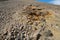 Sulfuric deposits on the stones, volcano Teide, Tenerife island, Canary islands