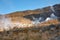 The sulfurous fumes on the slope of Owakudani  Valley.  Hakone area. Honshu. Japan