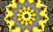 Sulphur yellow kaleidoscope. Seamless background from natural sulphur mineral. Hell pentagram