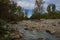 Sulphurous river at Lavino in autumn in Abruzzo in Italy