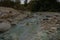 Sulphurous river at Lavino in autumn in Abruzzo in Italy