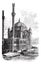 Sultan Ahmed Mosque or Blue Mosque in Istanbul, Turkey, vintage engraving