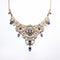 Sultan-inspired Gold And Blue Necklace With Fine Art Nouveau Design