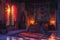 Sultan Luxurious Royal Bedroom at Night, Wealthy Middle East Bedroom Interior, Luxury Oriental Arab Hotel Room