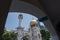 Sultan Masjid church against blue sky in Haji Lane, Bugis, Singapore