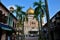 Sultan Mosque, palm trees and Arab Street Singapore