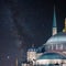Sultanahmet Camii or Blue Mosque and milky way. Ramadan or islamic concept