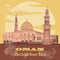 Sultanate of Oman landmarks. Retro styled image. Sultan Qaboos M