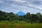 Sumaco volcano in Ecuador. Hill in the grey cloud, green tropic forest landscape. Sumaco NP with trees, active stratovulcano in