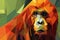 Sumatran orangutan  suprematism art style, hand drawn & artistic