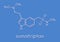 Sumatriptan migraine headache drug triptan class molecule. Skeletal formula.