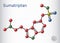 Sumatriptan molecule. It is serotonin receptor agonist used to treat migraines, headache. Structural chemical formula, molecule