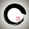 Sumi-e circle. Circular brush movement in the Eastern style of painting and calligraphy.