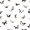 Sumi-e-inspired seamless vector pattern with butterflies. Can be used for wallpaper, pattern fills, textile, web page