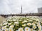 Sumida Park Sakura-matsuri Festival,Taito-ku,Tokyo,Japan on Apr7,2017: Tokyo Skytree with daisy flowers in the foreground