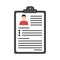 Summary concept. Vector resume icon. Recruitment. Document with information about a person. Flat design