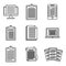 Summary text icons set, outline style